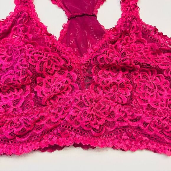 Torrid Curve Lace Lounge Longline Unlined Wireless Bralette Size 2 Pink Purple - Picture 2 of 5